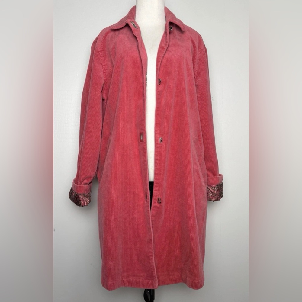 Jones Studio Pink Corduroy Barn Jacket L Mid Length Fall Barn Coat - Picture 2 of 13